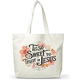FQPJA Women Bible Canvas Tote Bag, Religious Christian Inspirational Gifts, Reusable Flower Shopping Tote, Aesthetic Shoulder Bag, Thanksgiving Christmas Gifts For Friends Colleagues -A18