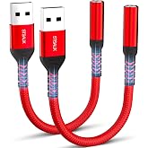 USB to 3.5mm Jack Audio Adapter (2-Pack), External Sound Card Converter，STSAUX USB-A to 3.5mm TRRS 4-Pole Mic Female with PC Windows, Laptop, Mac, Desktops, Linux, Plug and Play No Drivers Needed
