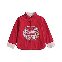 Pukdaswr Boy Tang Suit Retro Long Sleeve Shirt
