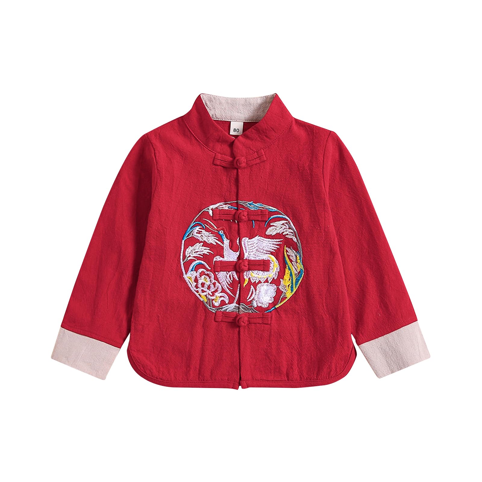Pukdaswr Boy Tang Suit Retro Long Sleeve Shirt
