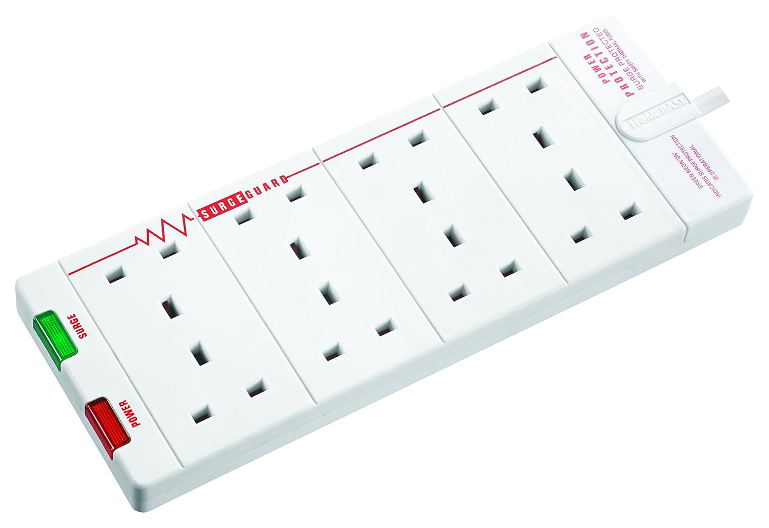 Masterplug Eight Socket Extension Lead Surge Protected, 2 Metres, White Amazon.co.uk DIY & Tools