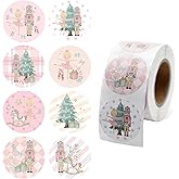 Adurself 500PCS Christmas Nutcracker Round Stickers, 8 Cute Designs Roll Decals King Soldier Ballerina Girl Xmas Tree Envelope Adhesive Labels for Xmas Winter Party Gift Greeting Card Decor, 1.5 Inch