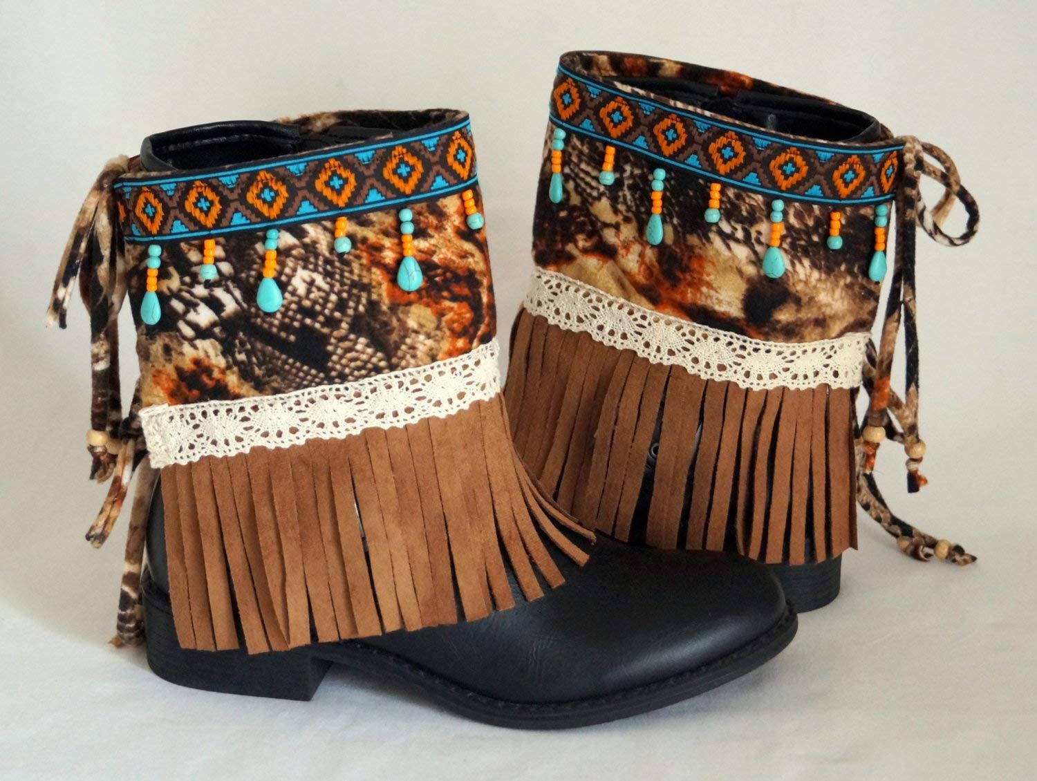 Native American fringe boot coversBoho boot covers Gypsy boot cuffs