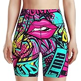 Tropical Leave Flower Butterfly Women's High Waist Yoga Shorts Biker Shorts Workout Athletic Running Hiking Gym