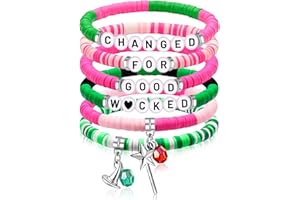 lakayfimily Wicked Friendship Bracelet for Women Magic Wand&Witch Hat Beaded Stretch Bracelet Wicked Gifts Fans Party Dress Costume Accessories