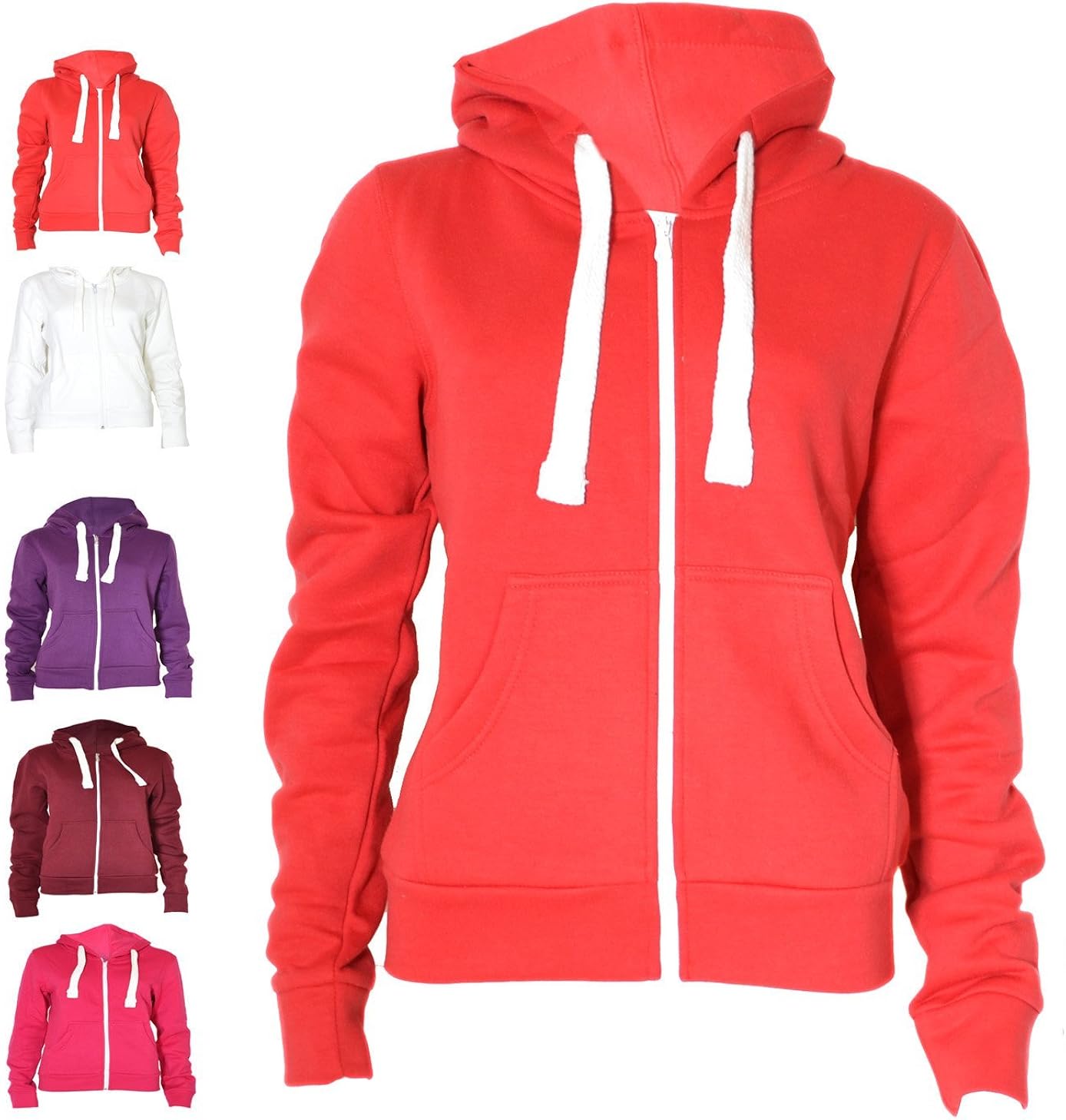 red womens zip up hoodie