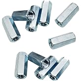 10pcs M8-1.25 x 28mm Long Rod Nut Hex Coupling Nuts, Zinc Plated Bolt Extender Female Thread Straight Fitting, Hex Rod Threaded Bar Nut