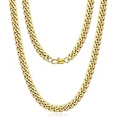 Jewlpire Cuban Link Chain for Men, Silver/Gold Chain for Men Women, 4mm/6mm/10mm Mens Necklace, 18K Gold Plated/316L Stainless Steel Mens Chains Necklaces 18 20 22 24 26 30 Inch