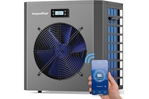 Varpoolfaye 16000 BTU Electric Heat Pump Pool Heaters for Above Ground Pools WiFi Control 5000 Gallon Pool Heater 120v 60Hz