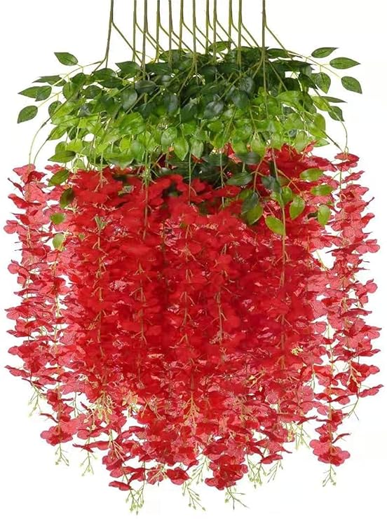 Buy VRCT Wisteria Flower Hanging Silk Vine Rattan Fake Bush Flower for