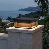 MVBT Glass Outdoor Post Lights Hard Wired, 11.8" Pillar Lights Outdoor | AC100-240V Outdoor Column Lights Waterproof, 2800K LED Outdoor Pillar Lights, Modern Square Column Lighting for Gate (1 Pack)