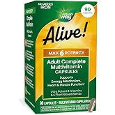 Nature's Way Alive! Max6 Potency Adult Complete Multivitamin, No Iron, 90ct | No Iron Added, Antioxidant Vitamins A, C, E, B-Vitamins Including Methylated B12 &amp; Folate, Energy Metabolism Support*