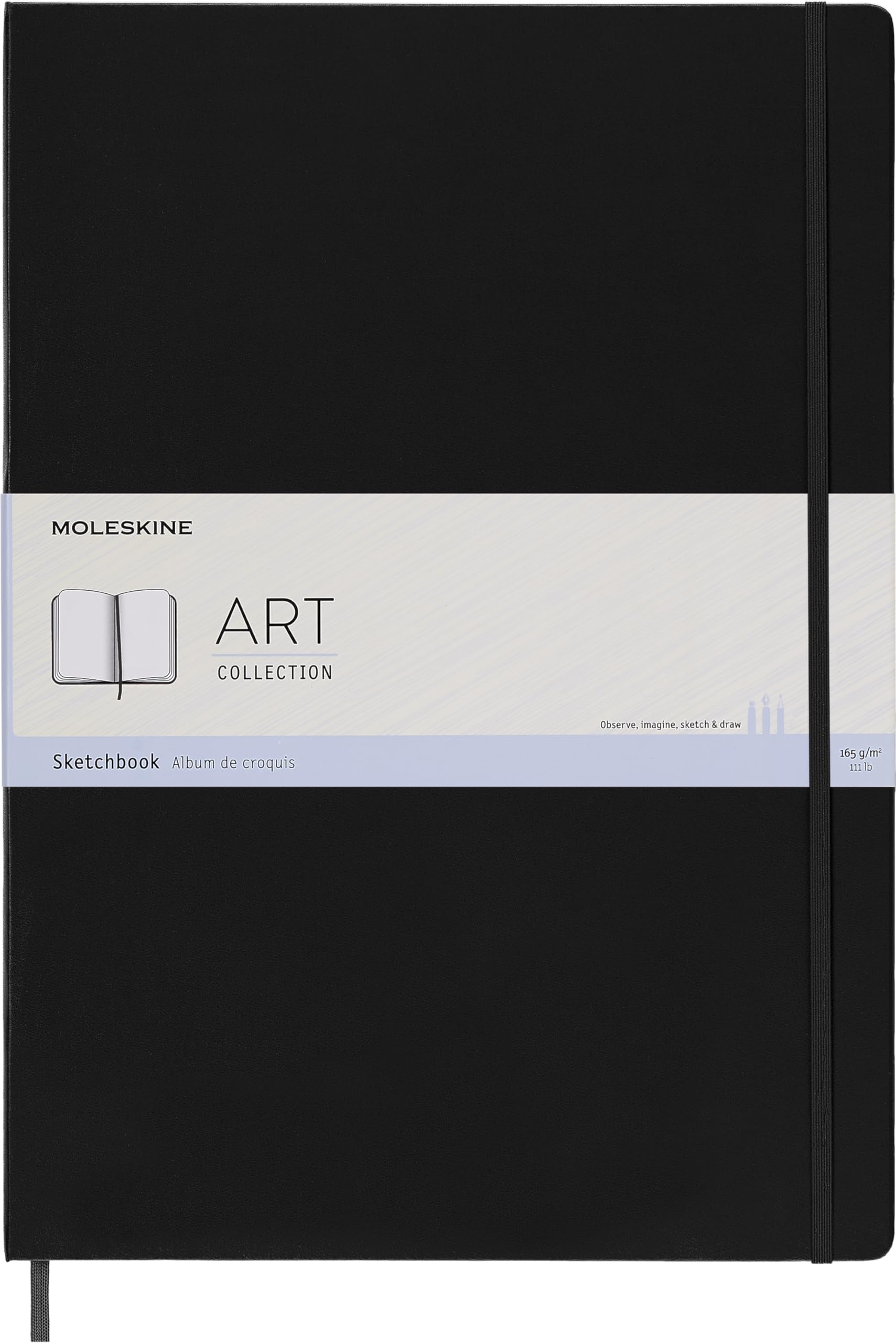 Moleskine Art Sketchbook, Drawing Book Hard Cover and Elastic Closure, Paper For Watercolors and WaterColourPencils, Black, A3, 96 Pages