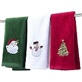 BYAWAY Christmas Hand Towels - Decorative Set, 25" x 16", Holiday Decor, 100% Cotton Towel Gift Set (Green, White, Red)