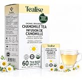 Organic Wellness Herbal Tea 60 Servings Plant-Based Tea Bags &ndash; Caffeine Free with individual Wrap (Chamomile)