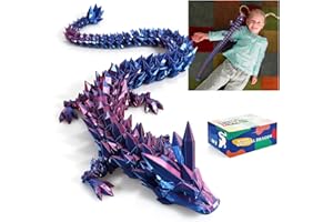 Meet Gladness 24”3D Printed Dragon Large 3D Dragon-Bigger Fidget Toy Gift for Kids, Boys, Girls & Adults,Cool Giant Crystal 3-D Printed Animals Desk Decor (Blue Purple 24in)