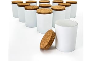 Direct Candle Supply 7 Fl Oz Glass Tumbler/Jar White with Cork Lid 12pk For Candle Making