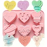 Heart Chocolate Silicone Molds Valentines Day Pink Hearts Candy Mold Soap Sweet Love Fondant Cookie Molds Cartoon Heart Silicone Molds For Handmade Candles Cake Baking Tool