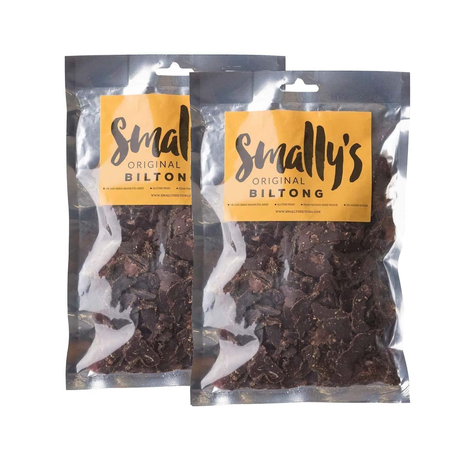 Smally's Biltong Original - High Protein Beef Snack, Ready to Eat, Gluten Free, Low Fat, No Added Sugar, No Artificial Colours or Flavours - 500g Pack of 2