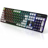 Wireless Mechanical Keyboard Gaming, Bluetooth/2.4G/USB-C, Red Switches | Low Profile Keyboard with Smooth Red Switches, RGB Light up Backlight Rechargeable Keyboard for Computer PC Mac Gamer