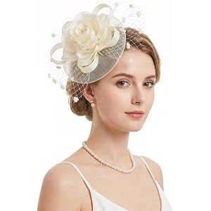 Haakong Womens Fascinators Hat Tea Party Hats for Women Floral Headpiece with Hair Clip for Wedding Cocktail Dresses Accessor