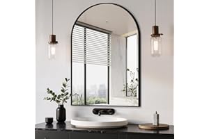 Delma Arched Bathroom Mirror, 24"x36" Wall Mounted Vanity Mirror for Bedroom, Living Room and Entryway, Black