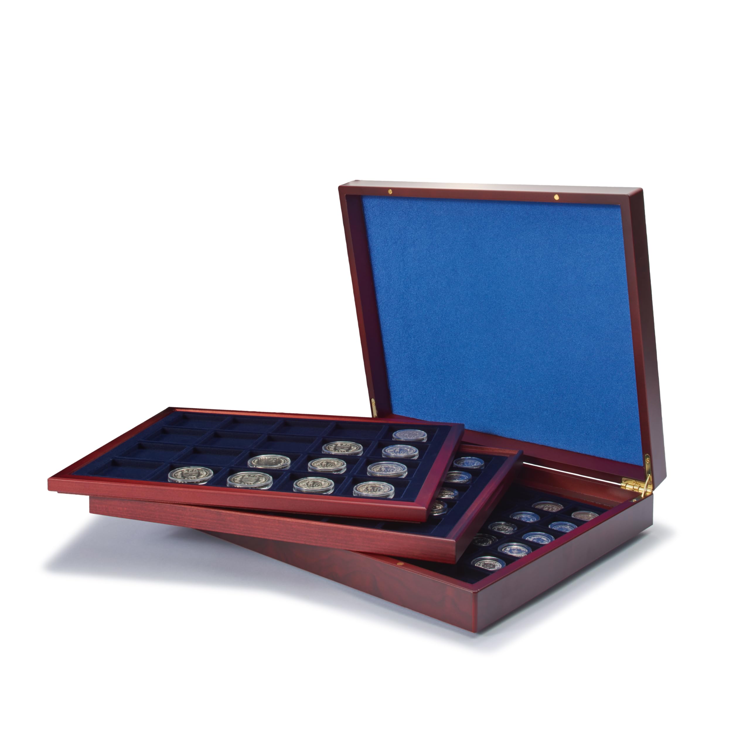 Leuchtturm 308045 Volterra DE Luxe - Coin case with 98 square compartments for coins up to 30, 39, 48 mm Ø, incl. 3 inserts