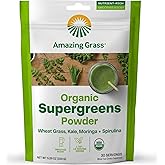 Amazing Grass Super Greens Booster: Greens Powder Smoothie Mix with Spirulina, Moringa, Wheat Grass & Kale Smoothie Booster, Chlorophyll Providing Greens, 30 Servings