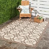 SAFAVIEH Washable Rug Outdoor Courtyard Collection - 5'3" x 7'7", Beige & Dark Beige, Non-Shedding & Easy Cleaning, Ideal for