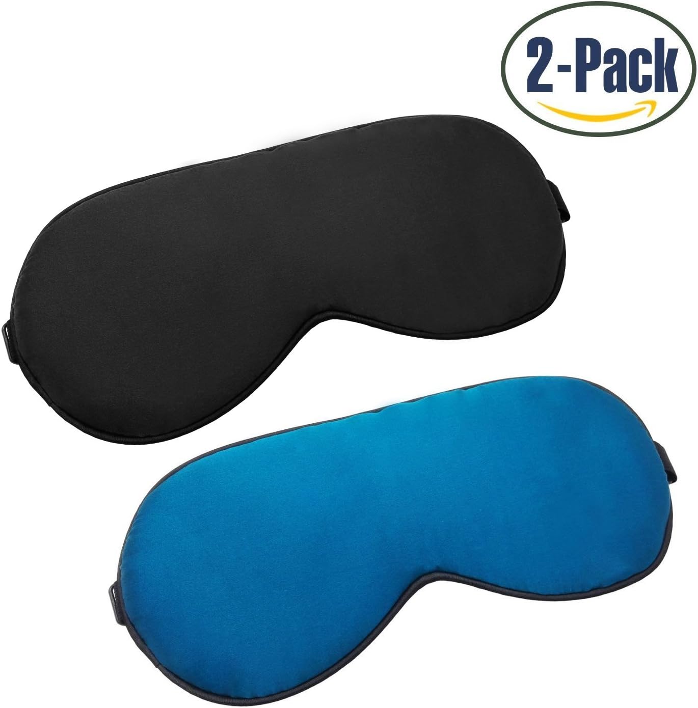 [2 Pack]100% Natural Silk Sleep Mask & Blindfold / Sleep Mask for Light Sleeper - Super Soft Eye Mask for Men & Women & Kids - Your Best Travel Sleeping Helper (Black + Blue)