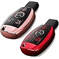 Intermerge for Mercedes Benz Key Fob Cover, Premium Soft TPU Key Case Cover Compatible with Mercedes Benz C E S M CLS CLK G Class Keyless Smart Key Fob_Red+Rose Gold
