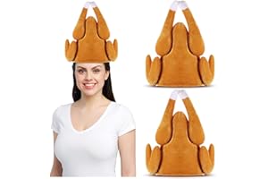 Jamntower 2 Pcs Thanksgiving Turkey Hats for Adult Plush Turkey Hat Thanksgiving Costume Cap Dress up Party Cosplay Accessory