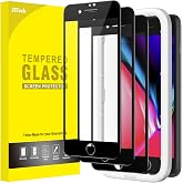 JETech Full-Coverage Screen Protector for iPhone 8 Plus/7 Plus, 3-Pack | Black Edge Tempered Glass, Easy Installation Tool, HD Clear, Case-Friendly