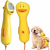 Pet Hair Dryer - Quiet Dog Blower Grooming Dryer – 2-in-1 Dog Dryer for Pet Grooming with Replaceable Slicker Brush, Compact Lightweight ABS Dogs Blower, Low Noise for Cats, Puppies & Dogs
