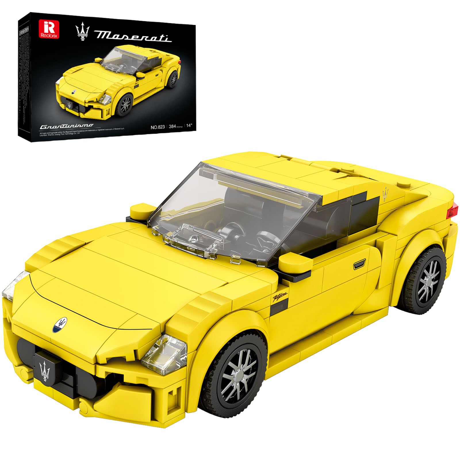 Reobrix Mini Sports Car Building Block Toy, Super Cars Model Construction Toys, 823 Technical Supercars Vehicle Collection Home Decor Puzzle Stem Gifts for Adults Teens 14+ (384 Pcs)