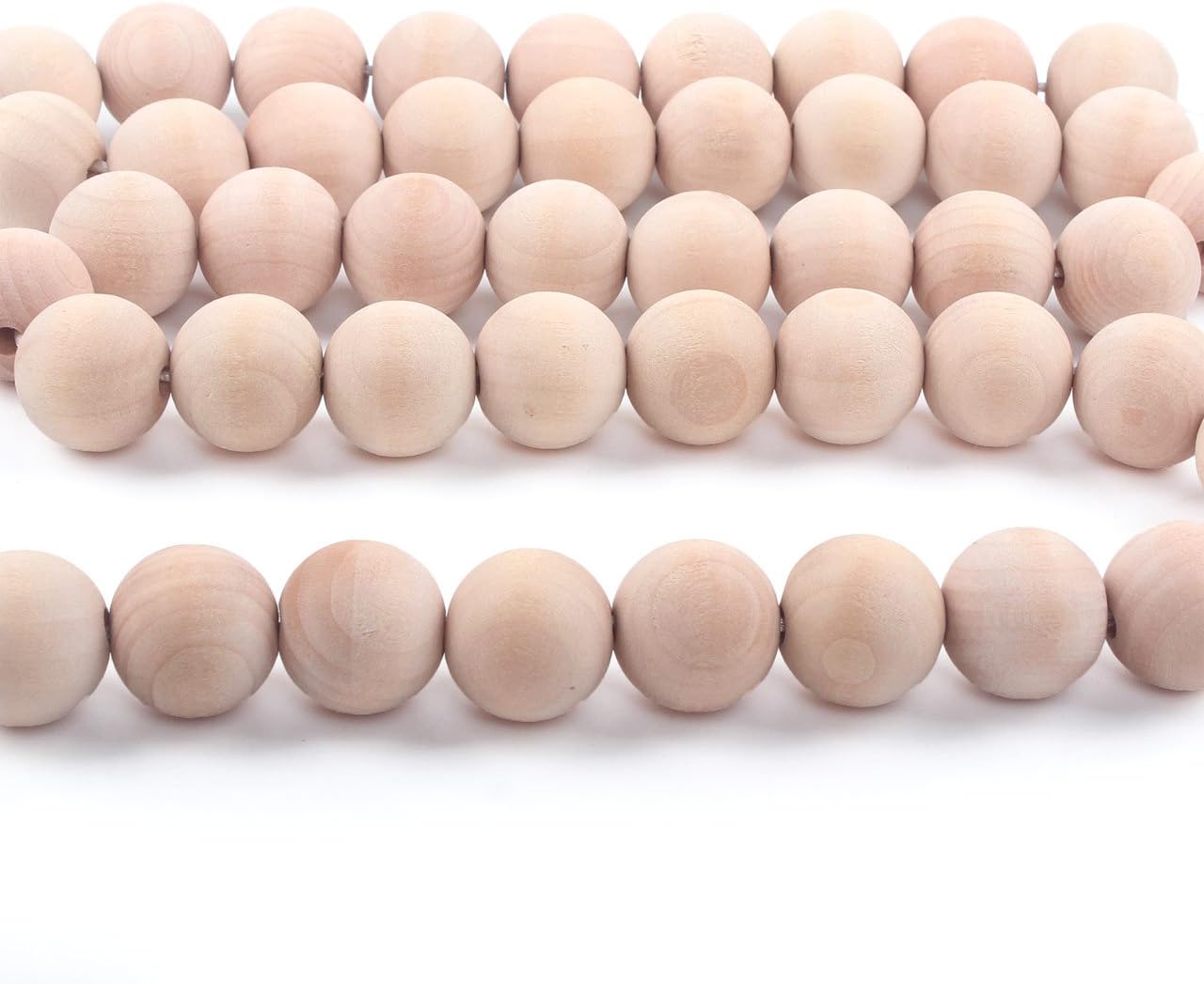 HI BABY MOMENT Wooden Teething Beads Can Chew Organic Smooth Round Wood Ball 20mm Pom Garland Original Food Grade Material, 100pcs 4mm Hole