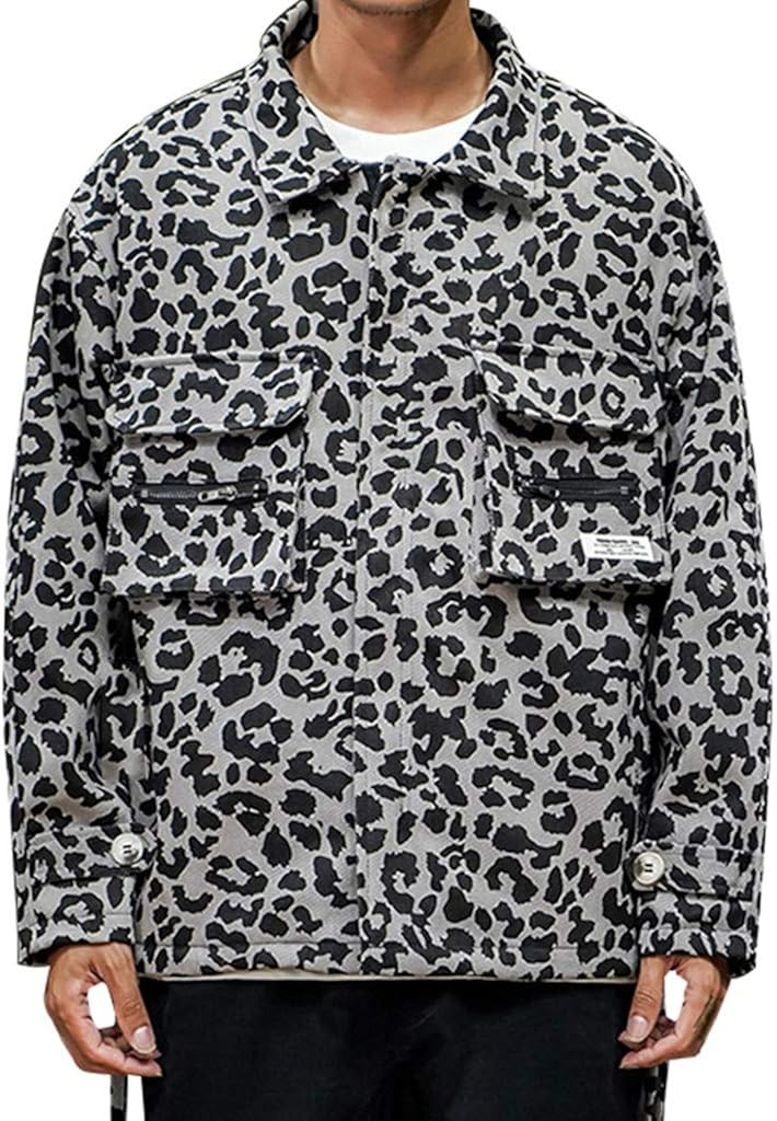 mens leopard print button down