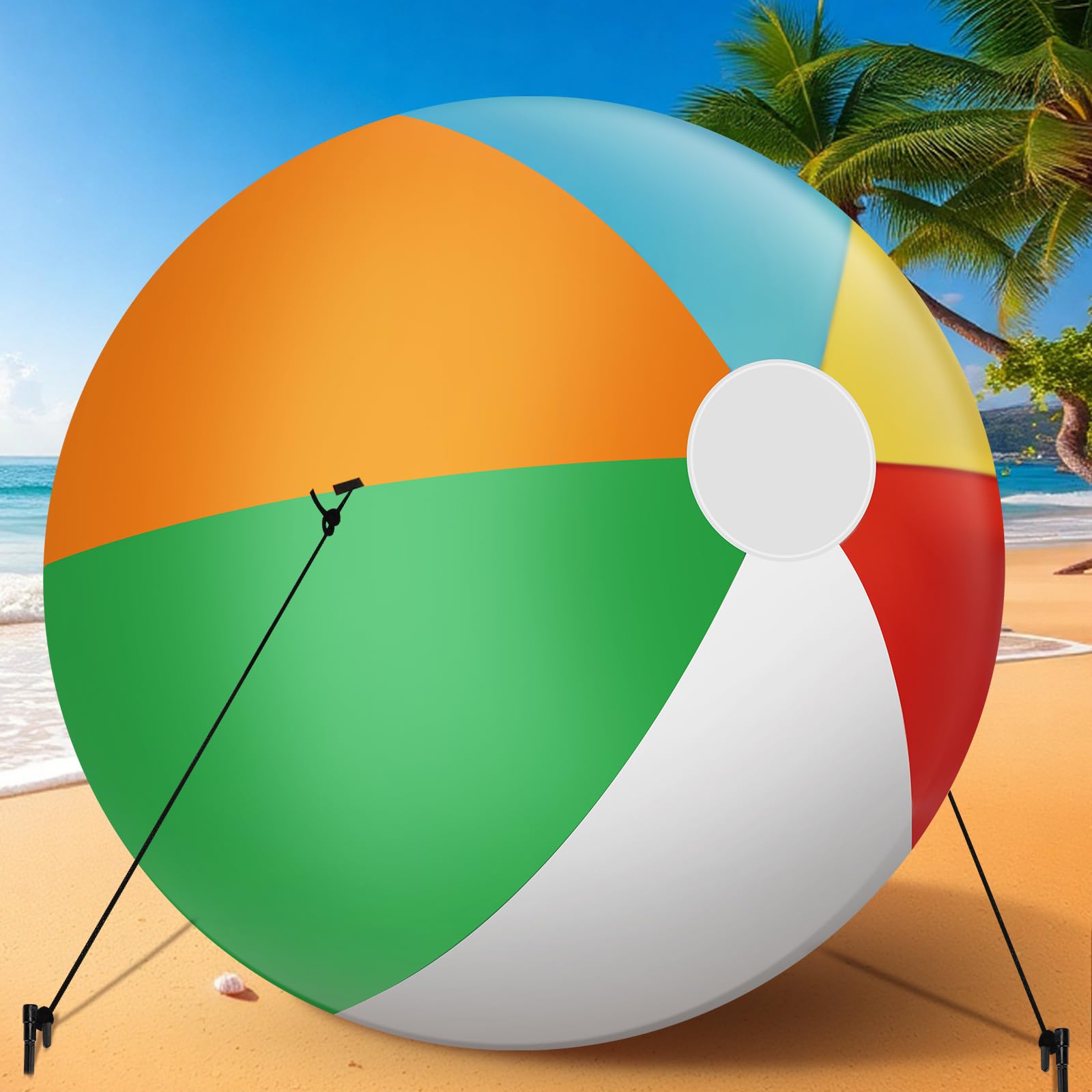 Photo 1 of Hollowfly 6ft Giant Inflatable Beach Ball Large Jumbo Beach Ball Decoration for Summer Sand Party Event Outdoor Indoor Decoration