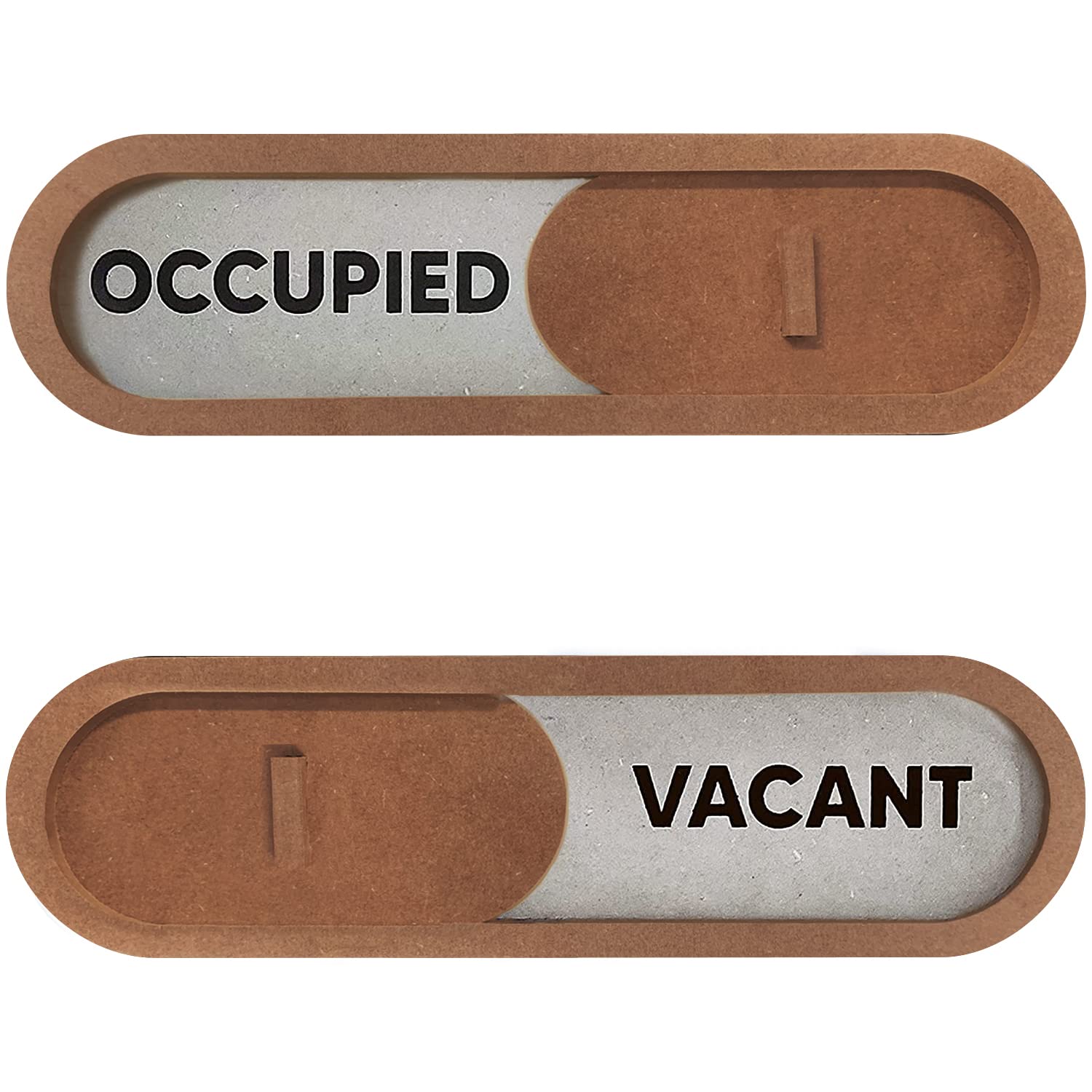 GEEKBEAR Vacant Occupied Slider Door Sign for Home Office - Premium MDF, 7.5 x 2.2 in (Brown)
