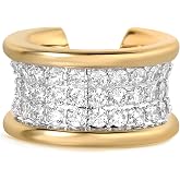 LADYGD Sparkle Ear Cuff for Women, Non Piercing Single | 14K Gold Plated Brass, Clear Cubic Zirconia Accents, Fixed 3.8-3.9 mm Opening, Single Non-Piercing Cuff For Ear Stacks