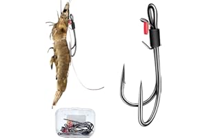 XUVRIR Double Fishing Hooks-Live Shrimp Hook Bait Holder Hooks,Fishing Lures Saltwater Freshwater Fishing Gear Fishing Lure
