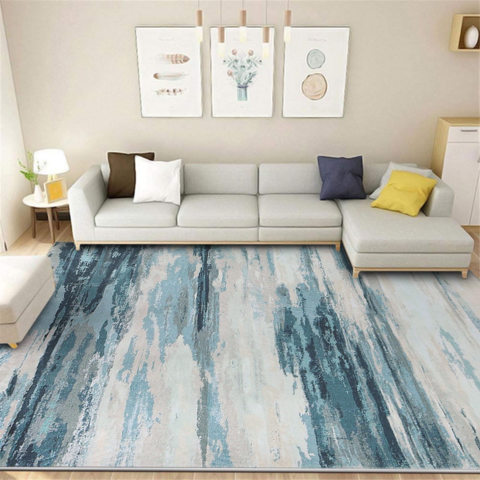 Cinknots Area Rugs Vintage Abstract Rug Home Modern Rugs Chic Ink Splash Soft Carpet Non-slip Carpets Area rug for Living room, Bedroom, Office and Indoor Decoration (Grey10, 80 x 120 cm)
