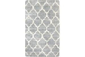 Lahome Moroccan Washable Area Rug - 4x6 Non-Slip Rugs Soft Throw Bedroom Rugs Accent Distressed Faux Wool Floor Carpet for Living Room Office Kitchen Dining Room Decor (4’ X 6’, Gray)