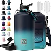 DYSANKY 1 Gallon Water Bottle Insulated | Thickened Stainless Steel Vacuum Metal Water Jug | Portable Sports Large for Gym and Hiking with Straw, Carrier Bag, Handle Strap | BPA-Free 128 oz