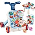 3 in 1 Baby Walker for Girls Boys Sit-to-Stand Walker Learning Walkers Activity Center Table Educational with Removable Play Panel Weight Gain Design Walking Toys for Infant Boys Girls