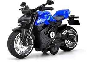 CYYSFIVQZ Pull Back Motorcycle Toys, Motorcycle Model with Light and Music, Toy Motorcycles for Boys Kids Age 3+ Year Old Christmas Party Supplies (Blue)