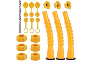 FOANRIY Gas Can Spout Replacement, Gas Can Nozzle. Spout Length is 8.1 in, Easier to use. For most 1/2/5/10 gal oil cans. With Gas Tank Vent Caps, Thick rubber pad, Spout Cover, Base Caps (3 Kit-Orangish)