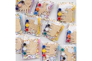 GEECOZYLIFE Safari Party Favors - 12 PCS Jungle Paint Kits Party Supplies - Safari Jungle Wooden Painting Kit with Bubble Wand - Wild Animals Christmas Birthday Goodie Bags Gifts Prizes