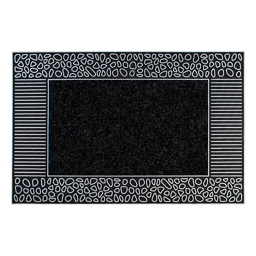 JVL Rico PVC and Carpet Indoor Metallic Doormat, Pebbles