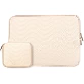 Arvok Laptop Case for MacBook Air 15 inch/MacBook Pro 16 inch, Dell XPS 15 Plus,15-inch MacBook Pro A1990, Water-Resistant Leather Case with Accessory Bag (Milk White, 13.3 inch)